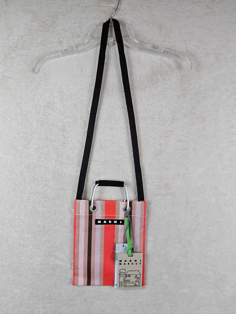 Marni Striped Tote with Coral and Brown Accents - Picture 2 of 5